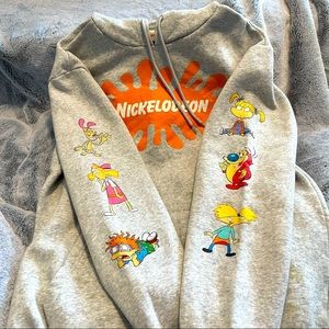 Classic 90’s Character Nickelodeon Grey Hooded Sweatshirt Hoodie - Size M